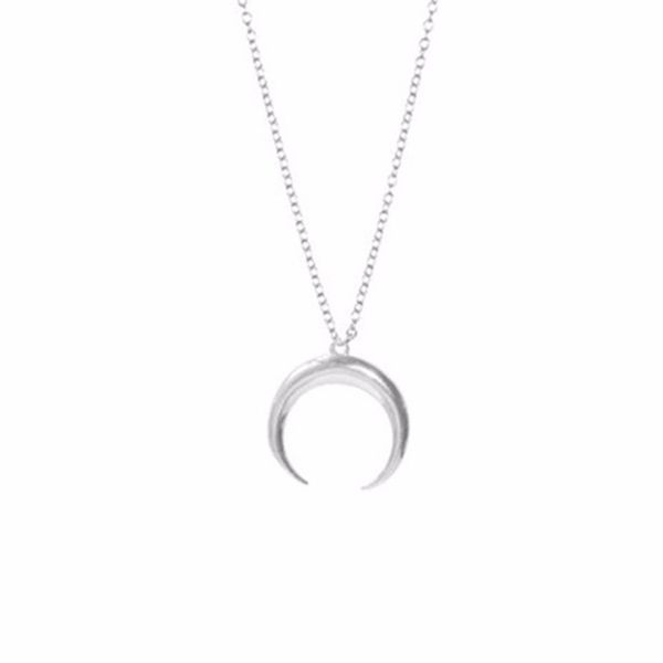 

charm curved jewelry necklace delicate pendant moon pendant crescent, Silver
