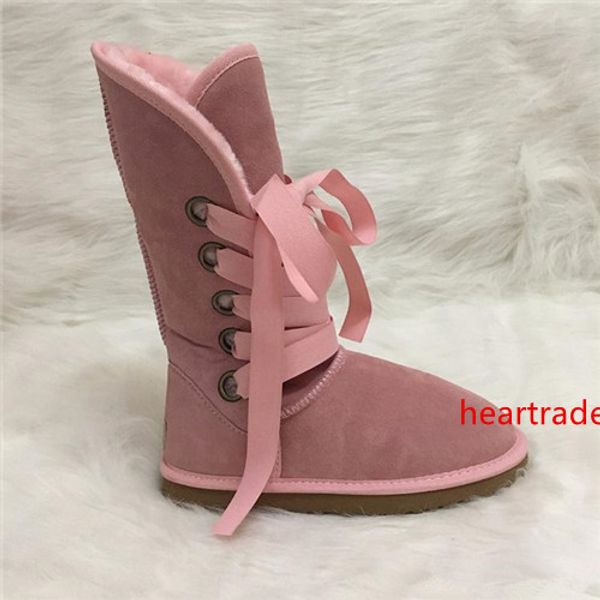 

горячие продажи дизайнерские сапоги женские снегоступы riband кожаная зимняя обувь розовый красный черный женский мех ug женские зимние сапо