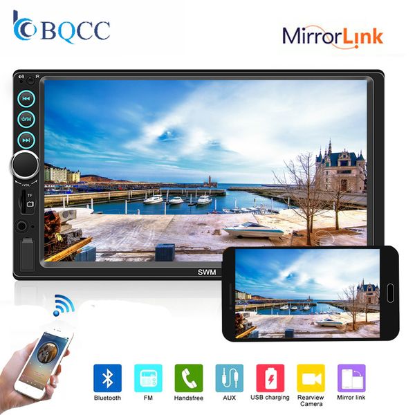

car multimedia player 7" 2 din car radio touch screen autoradio mp5 player bluetooth tf usb fm camera mirror link stereo