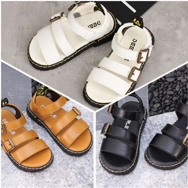 

2020 new summer childrens sandals korean metal buckle boys sandals girls solid color open toe shoes kids toddler, Black;red