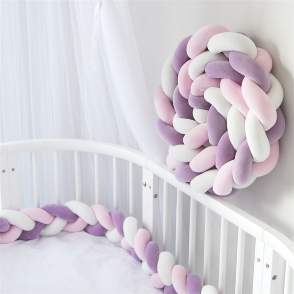 

1m/2m/3m baby bed bumper newborn cot pillow cushion braid knot bumper crib protector baby bedding room decor