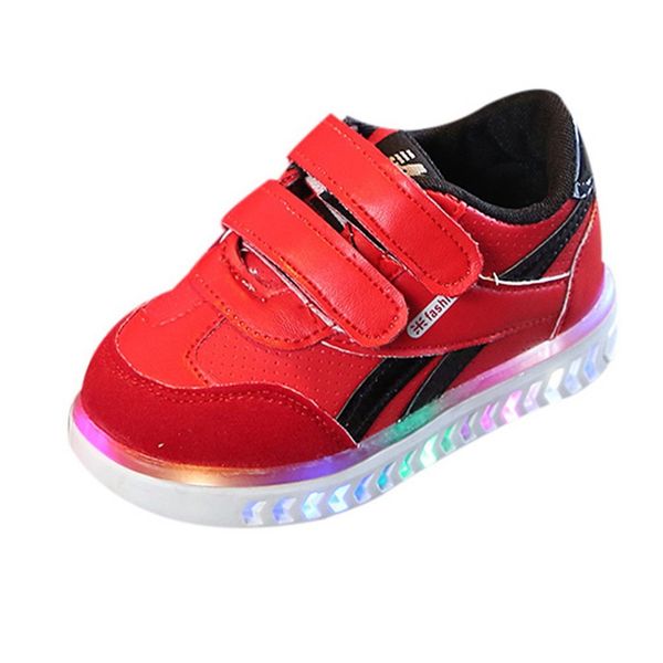 

children baby girls boys letter led light luminous running sport sneaker shoes new soft fashion shoe may, Black