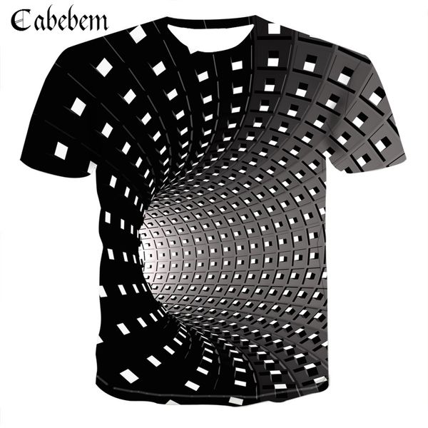 

3d black-and-white pattern hypnotic t-shirt 2019 new summer men's fashion short-sleeved t-shirt men's harajuku casual shirt, White;black
