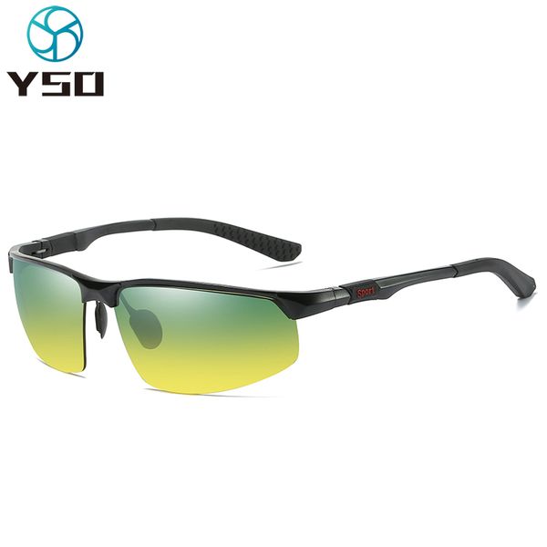 

yso sunglasses for car driving night day vision lens aluminium polarized uv protection glasses women/men fashion sunglasses 3121, White;black