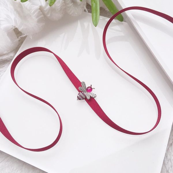 

engagement luxuru jewelry necklace woman cute bee ribbon necklace designer fashion luxury jewelry necklace women gift, Silver
