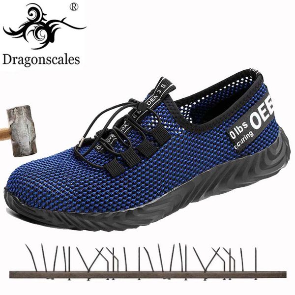 

men's steel toe work safety shoes breathable outdoor indestructible sneakers puncture proof boots comfortable industrial shoes, Black