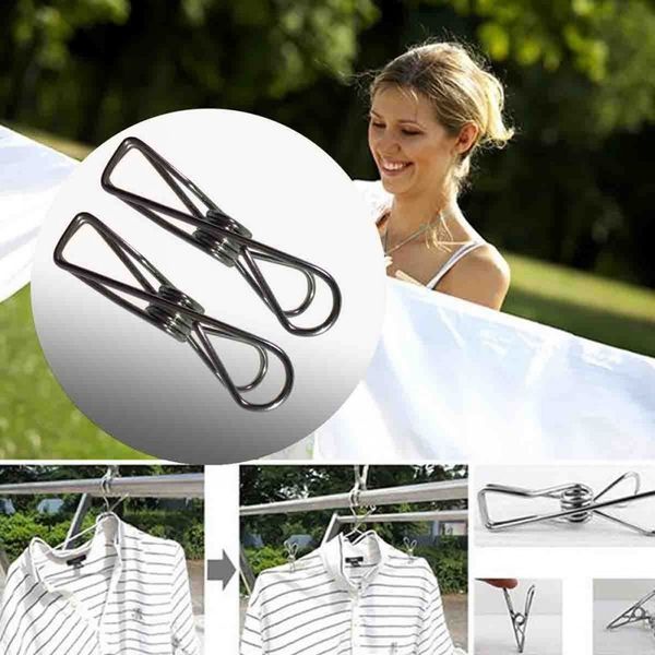 

stainless steel clothes clips hooks clothes pegs durable multi-purpose utility pins for home towel clips 50pcs/set