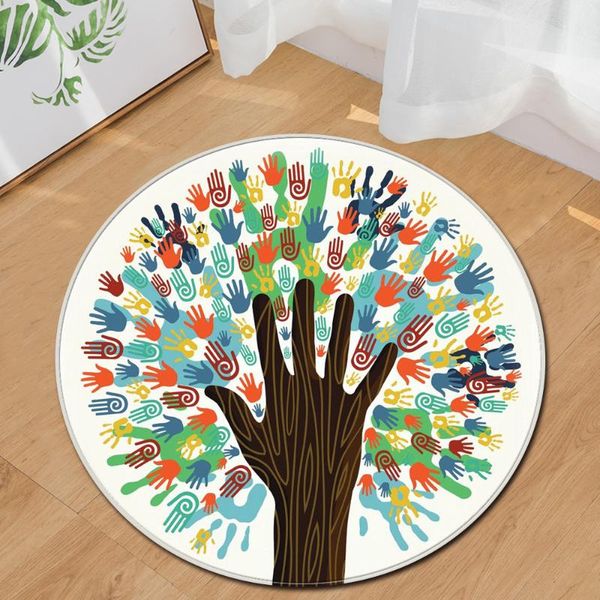 

modern home decor parlor carpet children room floormat baby play seat pad round painted handprint living room carpet chair mat