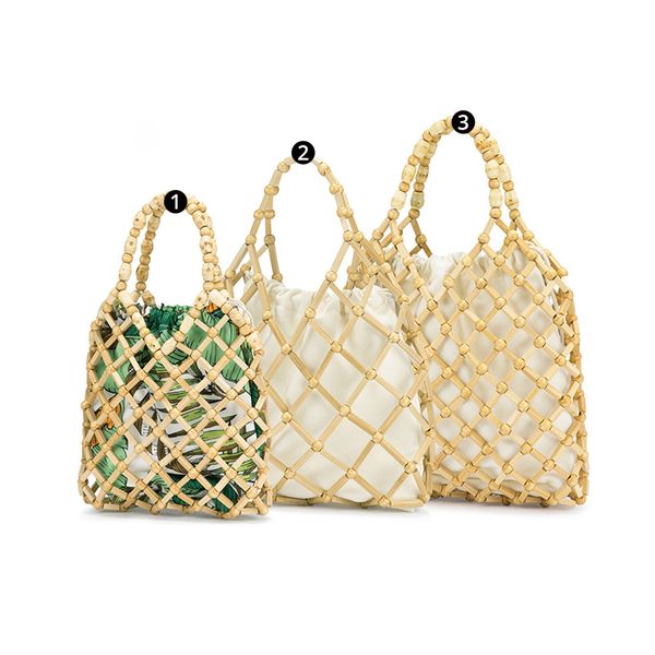 

new vintage bamboo women woven bag design summer wooden bead bag causal crossbody shoulder bags for girls handbag