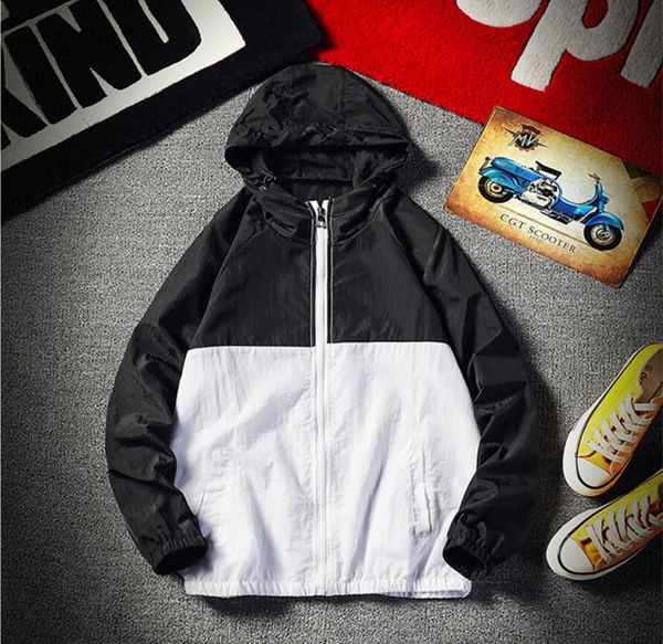 

2020 новый fj2218 spring brand мужские ветровки с капюшоном трек куртки открытый бег защита от ультрафиолетовых лучей одежда thin sporting п, Black;brown