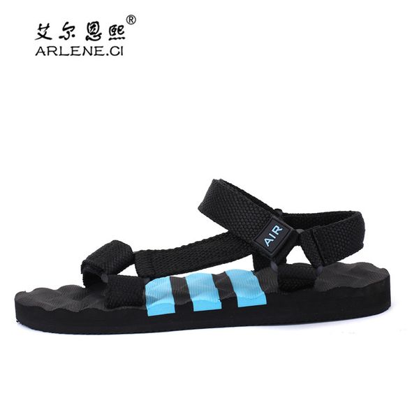 

2019 fashion men sandals trend personality slippers air mesh breathable lightweight casual shoes flats soft beach male sandalias, Black