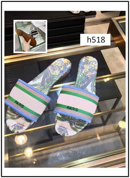 

brand new dazzle flowers trendy bohemia women slippers brand letter embroidery lady sandal size 35, Black