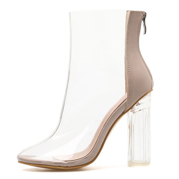 

2020 plus size 42 women 8.5cm high heels sandals clear transparent heels boots fetish boots lady platform quality shoes, Black