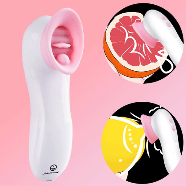 Sugando Vibrador Massageador Licking Oral Sex Tongue bico do otário G-ponto Dildo Vagina Estimulador adultos do sexo brinquedos para Mulheres Clitóris Y191015