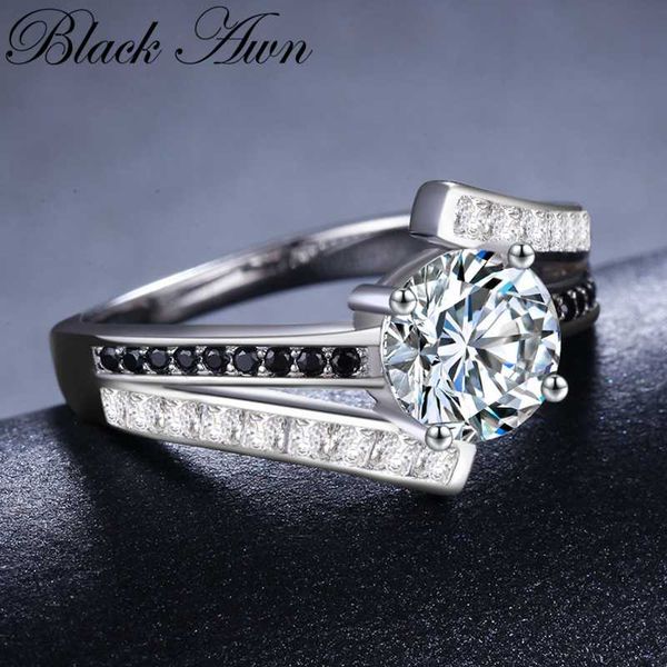 

black awn] classic 925 sterling silver jewelry rings for women femme bijoux bague party finger ring cr334, Golden;silver