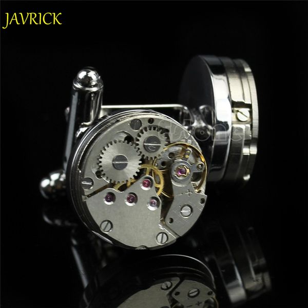 

javrick 1 пара во всем мире стильные мужские стимпанк передач часы запонки цинковый сплав костюмы свадьба прямая поставка оптом, Silver