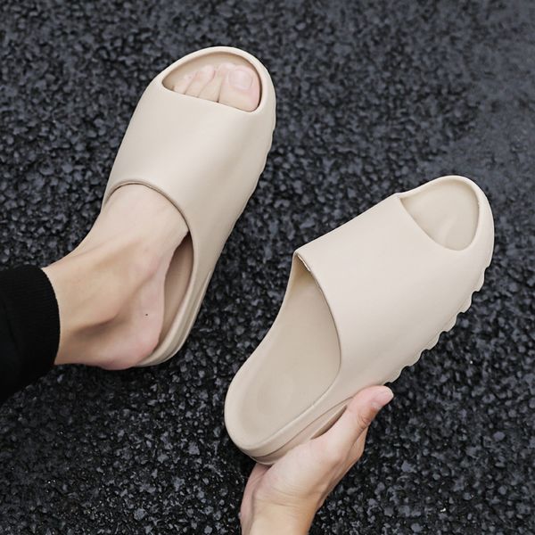 

men's summer slides breathable cool beach slippers solid color casual flip flops home men slipper lightweight non slip shoes, Black