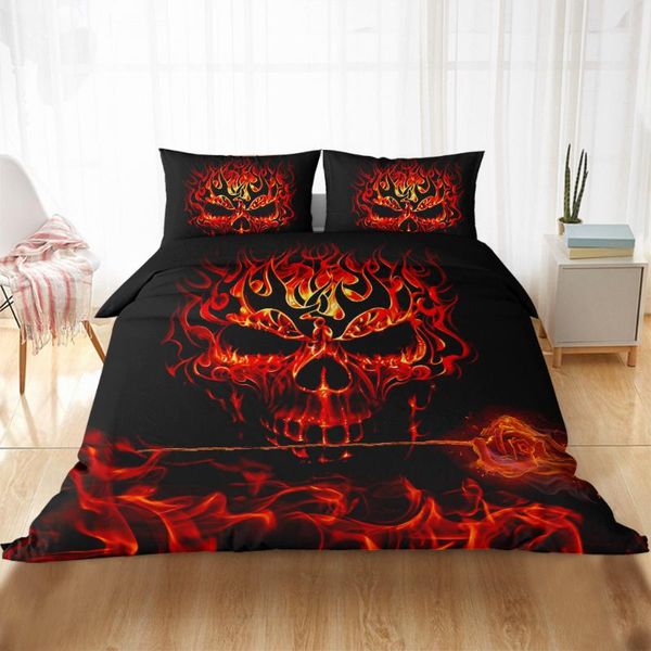 

fanaijia 3d fire skull bedding sets  size sugar skull duvet cover and pillowcase bed comforter