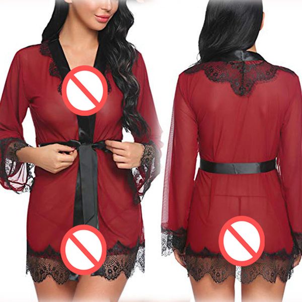 

new lingerie g string set robe dress women porno lingerie erotic underwear plus size nightwear costumes exotic apparel, Red;black