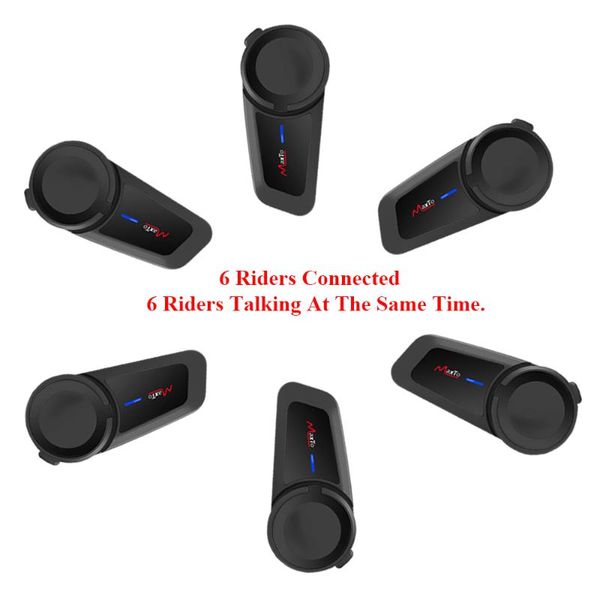 

6 riders group talking intercom bluetooth 5.0 motorcycle intercom helmet headset with fm compatible with any other bt device