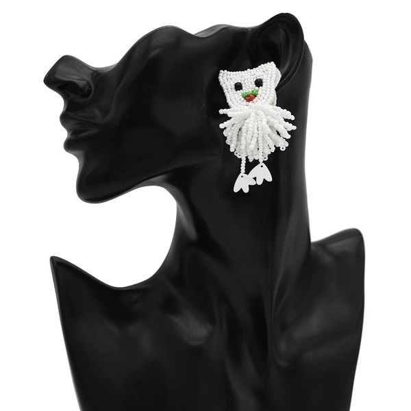 

4 colors cute small ocs hanging earrings rice beads multicolor girls daily party jewelry, Silver