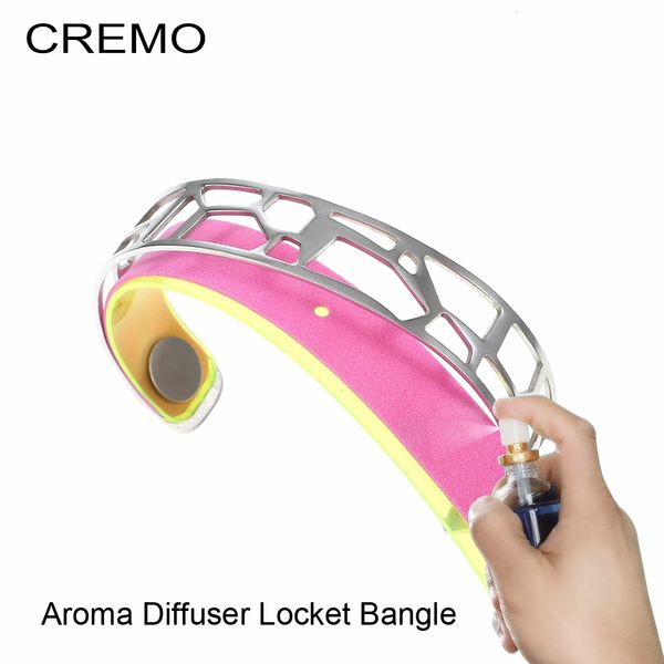 

cremo giraffe bangles fashion bracelets aroma diffuser locket cuff bangle stainless steel random oil pads as gift, Black