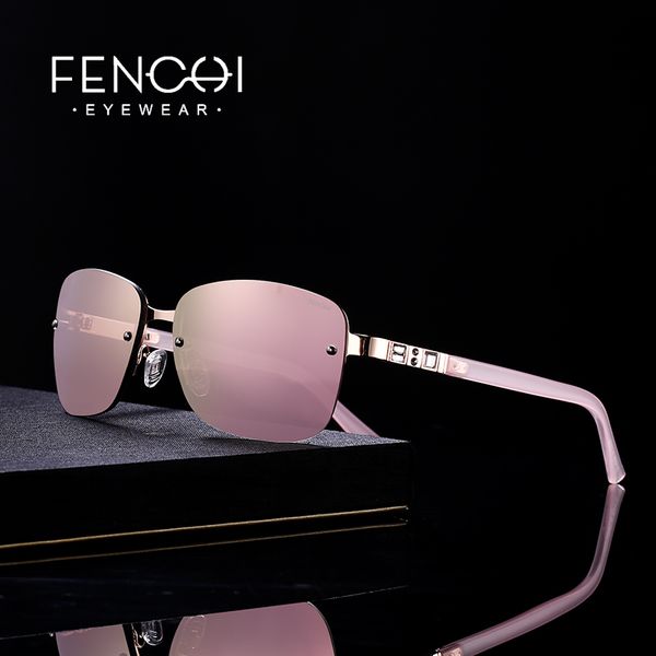 

fenchi sunglasses women designer brand luxury rimless retro sunglasses pink mirror rave trendy shades lunette soleil femme y200415, White;black