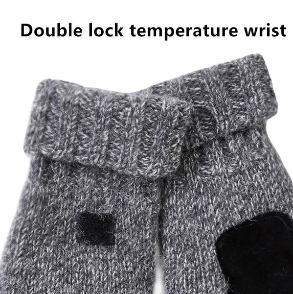 

fashion-2017 thick male fingerless gloves men wool winter warm exposed finger mittens knitted warm flip half finger gloves high quality, Blue;gray