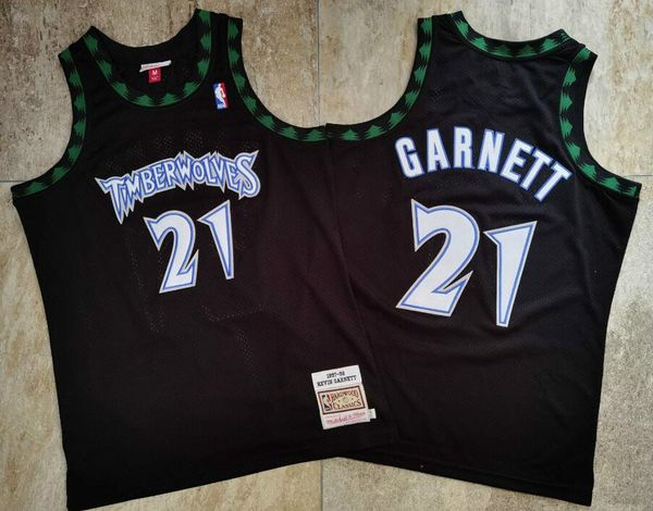 

men minnesota timberwolves kevin garnett mitchell & ness black hardwoods classics 1997-98 authentic jersey01, Black;red