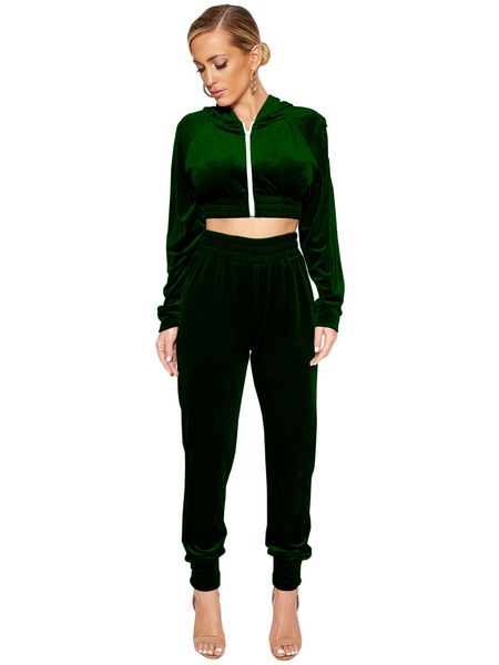 

женщины дизайнер повседневная с капюшоном топ из двух частей спортивный jumpsuitpupw, Gray