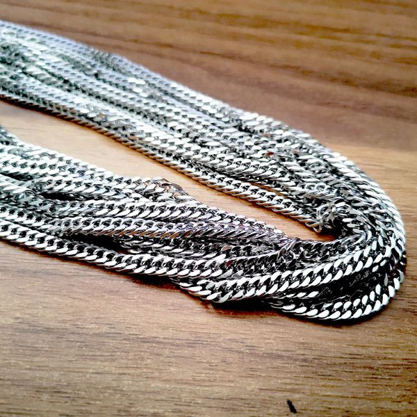 

in bulk wholesale 6meter silver color stainless steel thin double chain link jewelry findings diy necklace 4mm wide