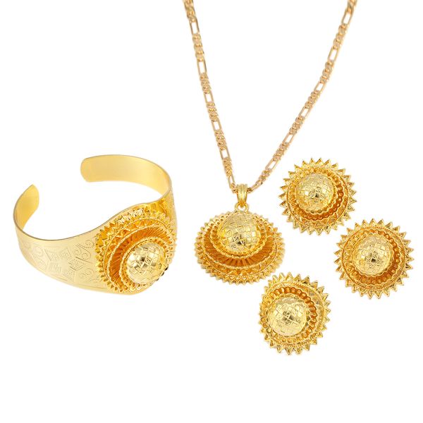 

new arrival ethiopian round jewelry gold color eritrean engagement bride wedding habesha luxury jewelry, Black