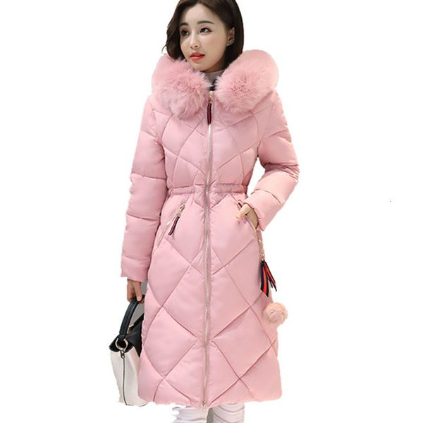 

2017 long parkas women winter coat large fur collar jacket female warm outwear thin padded cotton jacket coat women clothing y190926, Black;white