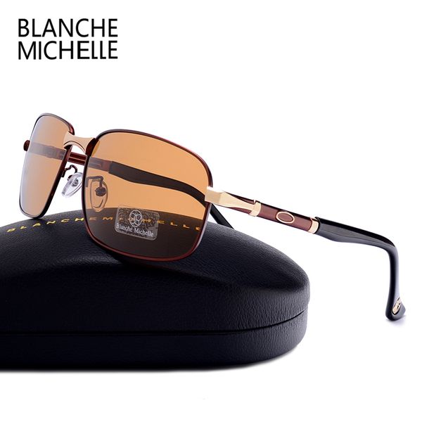 

blanche michelle rectangle polarized sunglasses men designer 2018 new uv400 vintage sun glasses male, White;black
