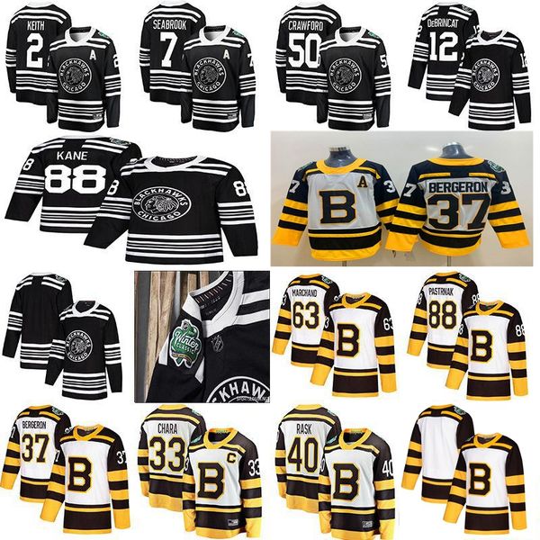 

2019 winter classic chicago blackhawks jersey 7 brent seabrook 10 patrick sharp 40 tuukka rask 12 alex debrincat hockey jerseys stitched, Black;red