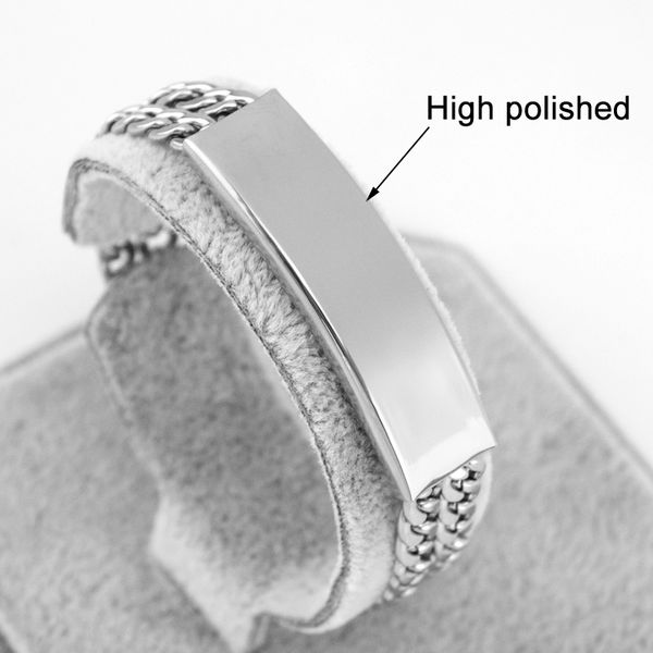 

mens jewelry blank tube cable cuban bracelets for id print stainless steel original bracelets wholesale 50pcs, Black