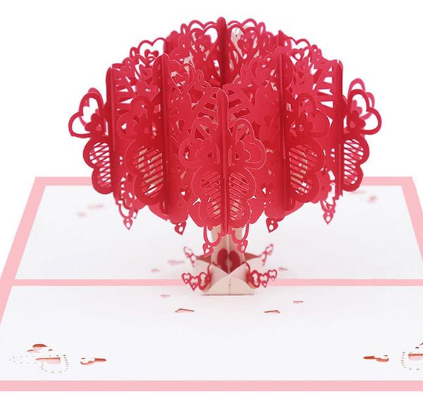 3D Pop Up Love Tree San Valentino Anniversario Biglietti di auguri di matrimonio Biglietto d'invito con taglio laser Forniture per feste festive