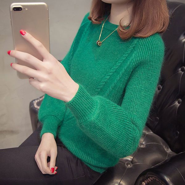 

2019 autumn winter women long sleeve loose pullovers sweaters jumper knitwear outerwear korean women o neck warm sweaters, White;black