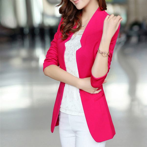 

women style 2020 new spring autumn fashion casual work clothing sleeve small long v-neck solid ladies blazer s0606, White;black