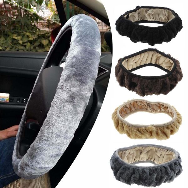 

1 pc car steering wheel cover for winter wheel wrap comfortable most standard steering wheels plush material elastic 7.5cm