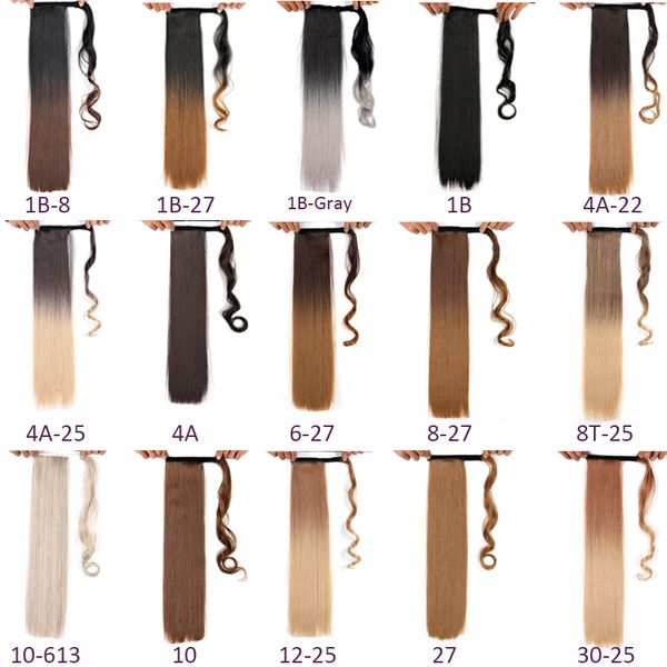 

22 inch silky straight synthetic clip in hair extension drawstring ponytail for women high temperature fiber 110g/pcs ls10f, Black