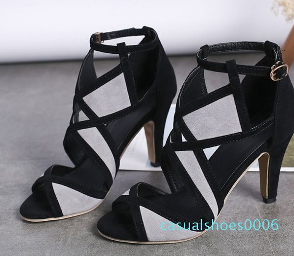 

2019 european and american fish-mouth sandals with high, thin, cross-border foreign trade heel c06, Black