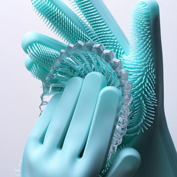 

1pcs magic silicone dish washing gloves eco-friendly scrubber rubber cleaning gloves for kitchen bathroom pet hair care tool