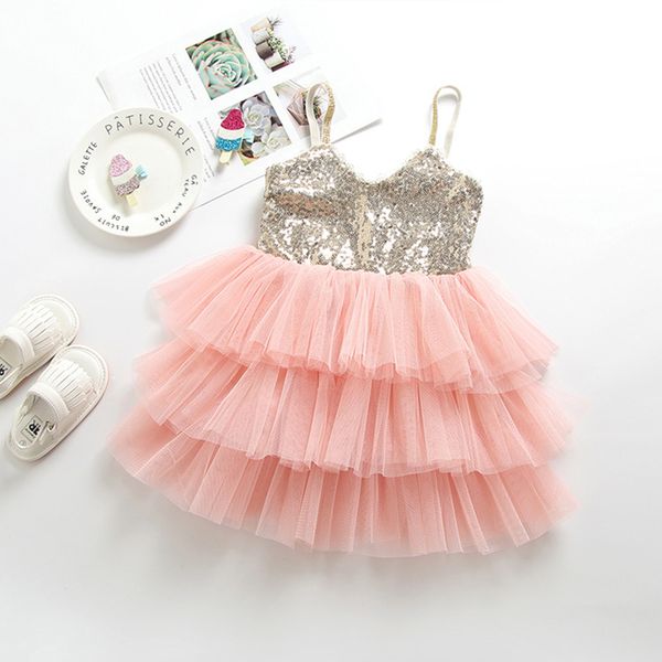

patchwork baby suspender dress tank knee length baby dress 3 layer shine tulle dress 19053101, Red;yellow