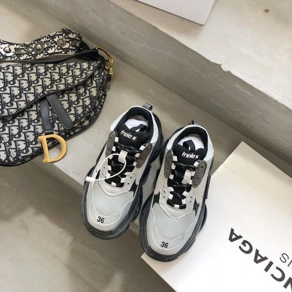 

triple s clear sole sneakers, r brand casual sneakers, stylish flat-bottomed comfort, size 35-45, with original box,uu