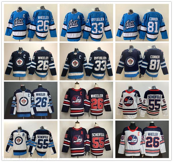

winnipeg jets hockey jersey 26 blake wheeler 33 dustin byfuglien 55 mark scheifele 81 kyle connor jerseys new heritage classic ice hockey, Black;red