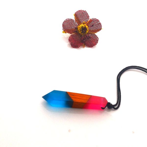 

leanzni color impact molding resin wood with pendant necklace, birthday gift company wholesale sweet07 seller, Black