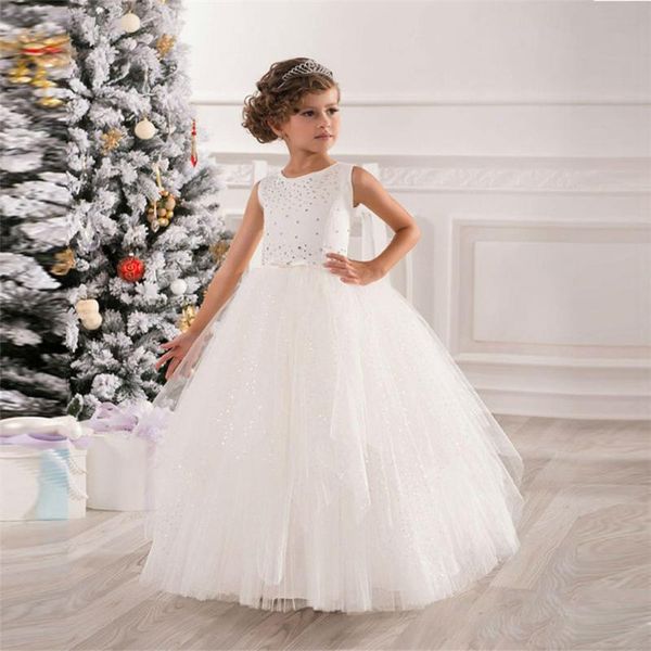 

cute flower girl dresses for weddings ball gown fluffy tulle crystal long first holy communion party dresses for little girls, Red;yellow