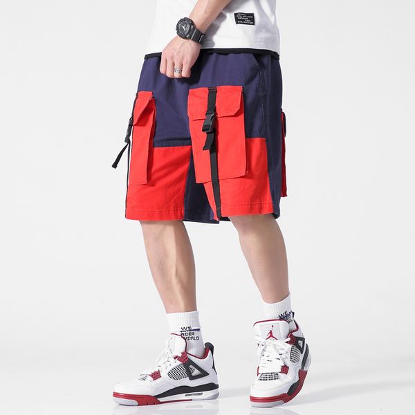 

streetwear cargo shorts men summer casual hip hop pockets mens shorts cotton 2020 new knee length bermuda beach male, White;black