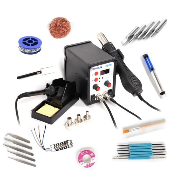

8586 smd bga rework soldering station 2-in-1 air blower gun cool air welding soldering iron 8586 858d bga + repair tool